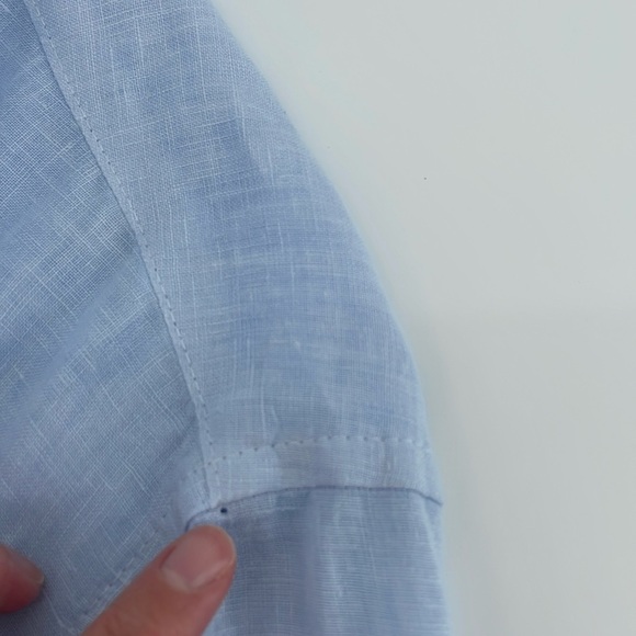 Velvet by Jenny Graham Linen Button Down in Light Blue L A15 - Picture 7 of 7